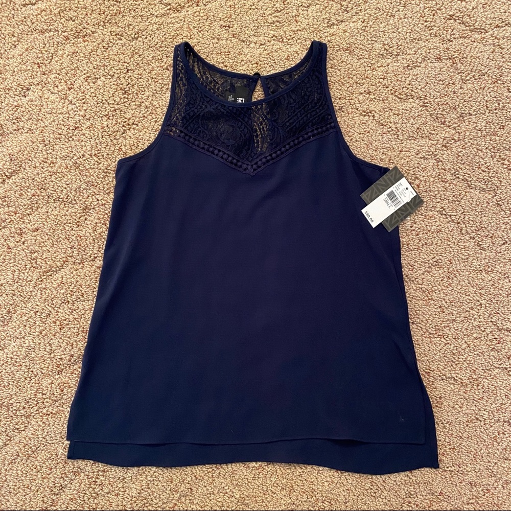Kohl's Deep Blue Sleeveless Lace Blouse